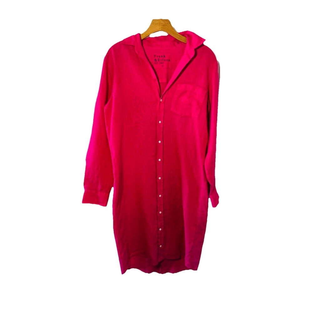 Frank & Eileen Top Shirt Small Adult Pink Mary Button Up Shirtdress Pocket Women - Picture 2 of 16